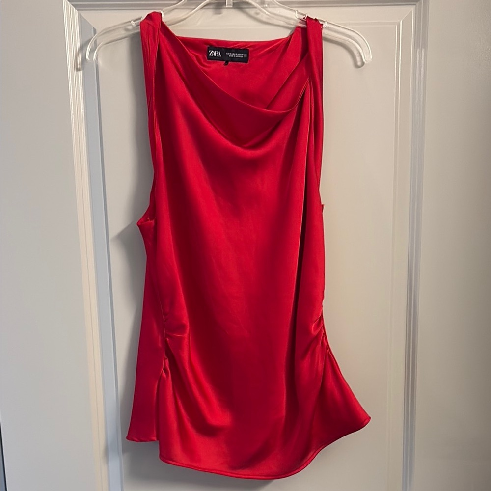 Zara Red Cowl Neck Top